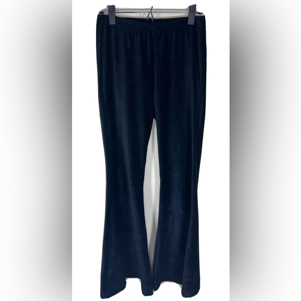 Chatoyant Black Medium Corduroy Mid Rise Elastic Waist Hippie Flare Pants Boho